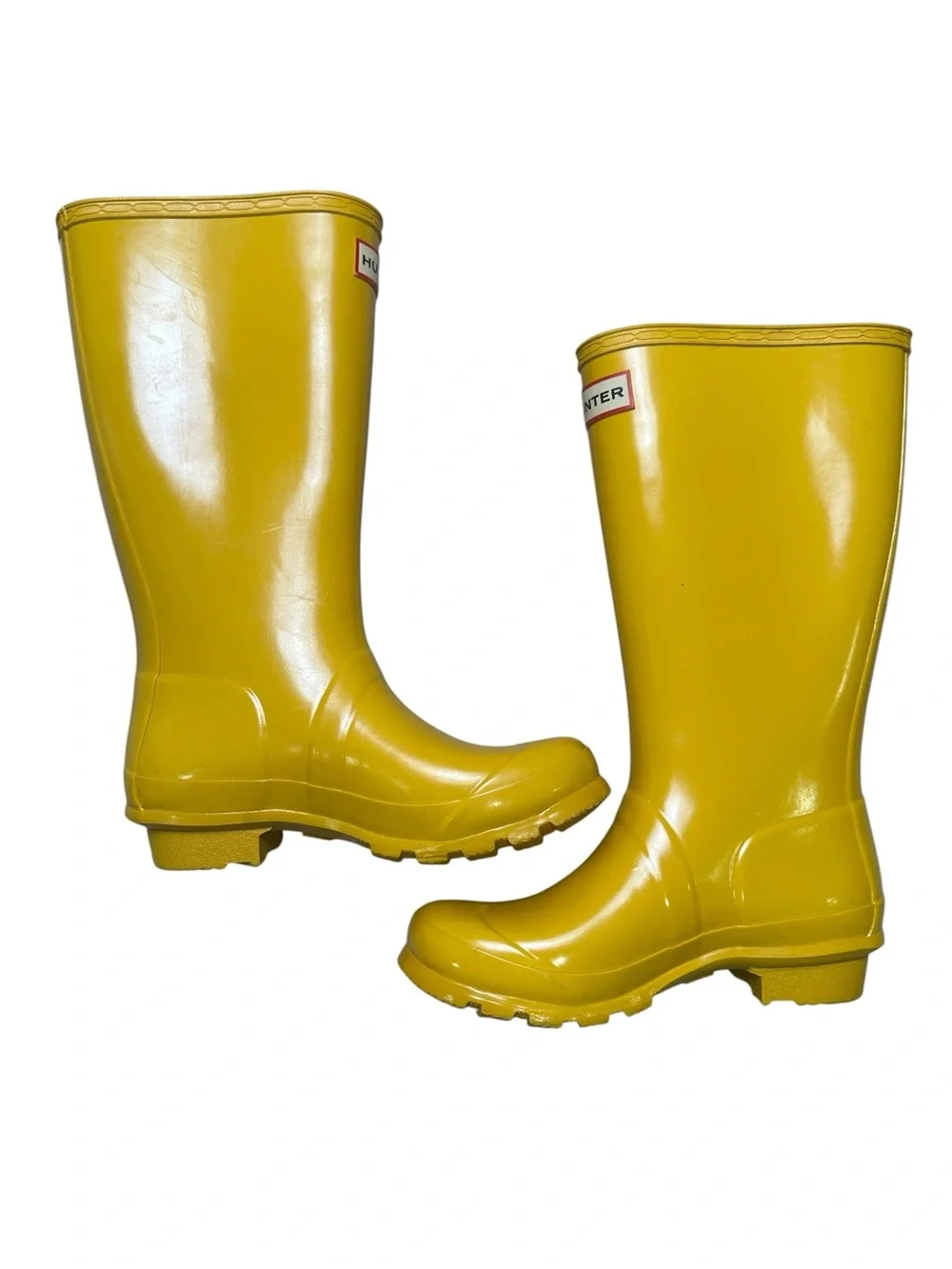 Hunter Kids Size 2B/3G Original Tall Glossy Yellow Rubber Rain Boots